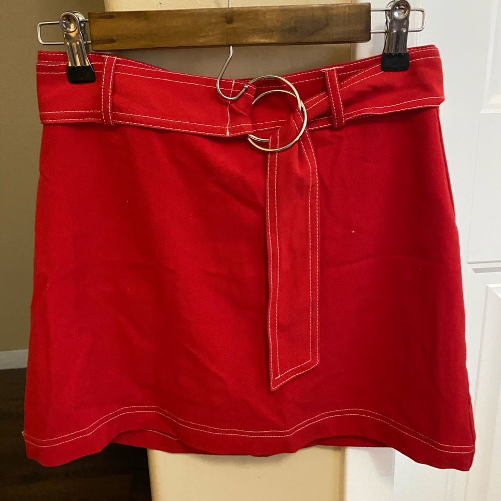 Red mini skirt